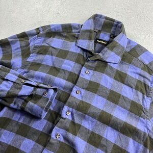 Paul Stuart Mens XL Buffalo Check Flannel Shirt Purple Green Made in Canada